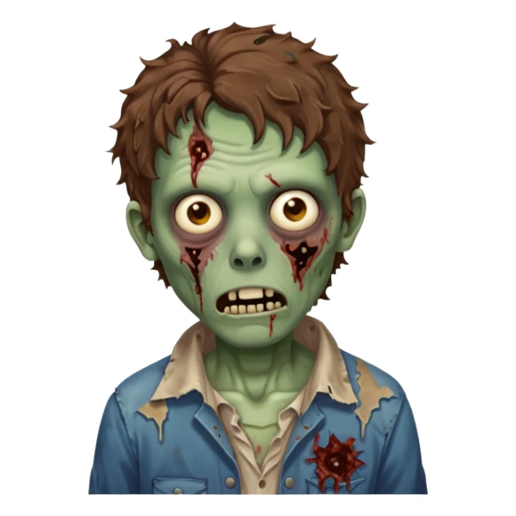 Zombie with lil bit curly medium brown hair  sticker