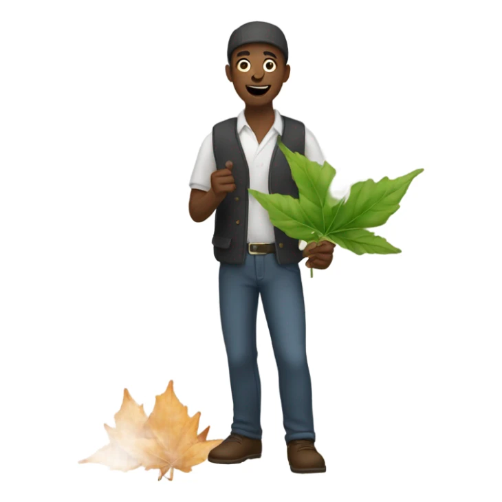 Man holding rolled leaves smoke emitting from it sticker