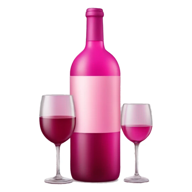 Pink wine bottle and small wine glass sticker