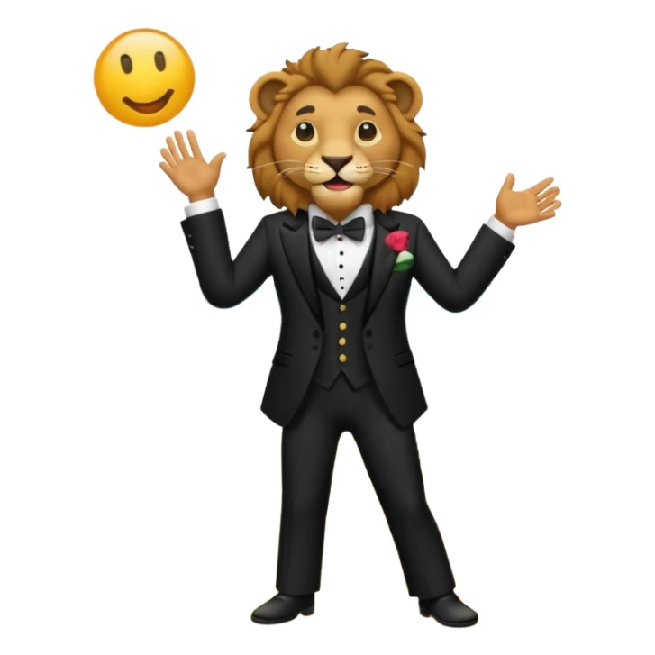 Lion that is singing in a tuxedo at the beach  sticker