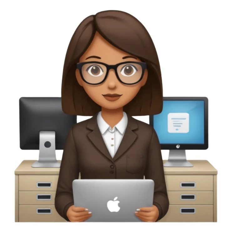 a girl walking into a computer room in an organized manner sticker