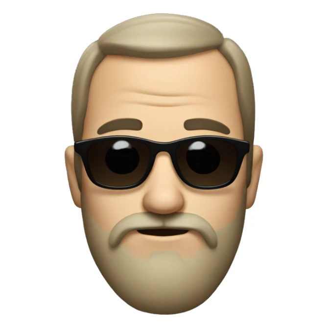 a man who wears sunglasses  have black mustache and goat beard, also raised his eyebrow sticker