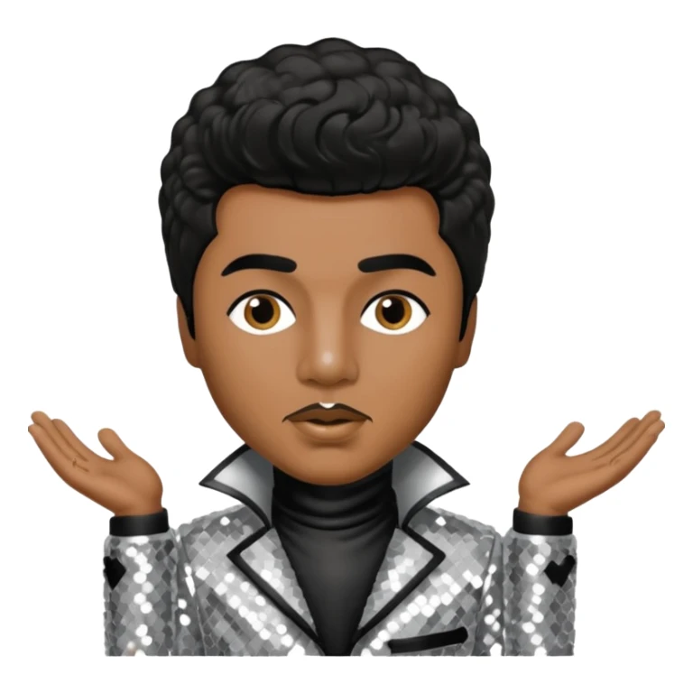 Little Richard with black hair, silver sequin outfit sticker
