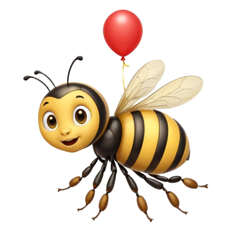 Bees with red Birthday Hat, Excited bee carrying balloon sticker