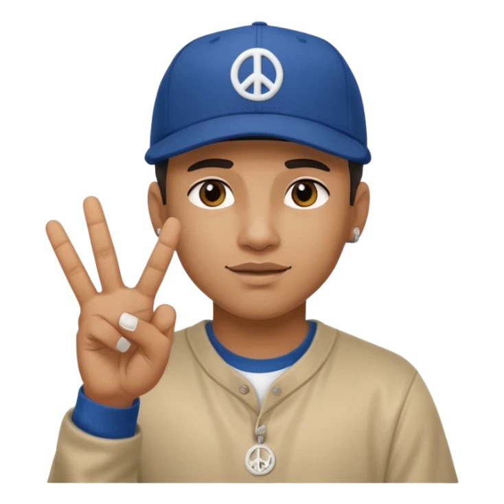 Hiphopper with baseball cap doing a peace sign with his fingers sticker