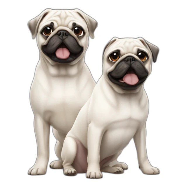 2 white pugs, an adult and a little puppy sticker