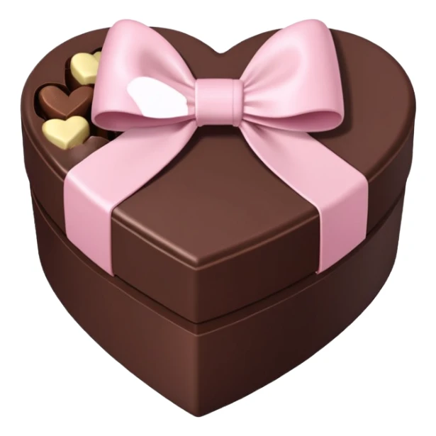 pale pink heart box, pale pink bow, filled with chocolates inside sticker