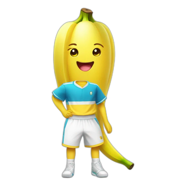 kawaii cute banana in tennis uniform sticker