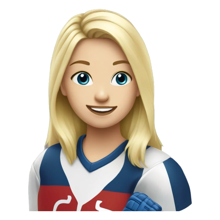 White long blonde haired girl playing hockey sticker