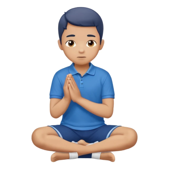 In Niño arrodillado orando con polo azul sticker