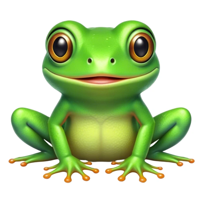 Cinematic Comical Green Tree Frog Portrait Emoji, Head tilted dramatically with an exaggeratedly amused expression, featuring a small, vibrant green body with wide, comically expressive eyes and quirky, textured skin, Simplified yet hilariously expressive features, highly detailed, glowing with a slightly sassy jungle glow, high shine, dramatic yet playful, stylized with an air of cheeky tropical mischief, soft glowing outline, capturing the essence of a meme-worthy green tree frog that looks ready to leap its way into viral fame! sticker