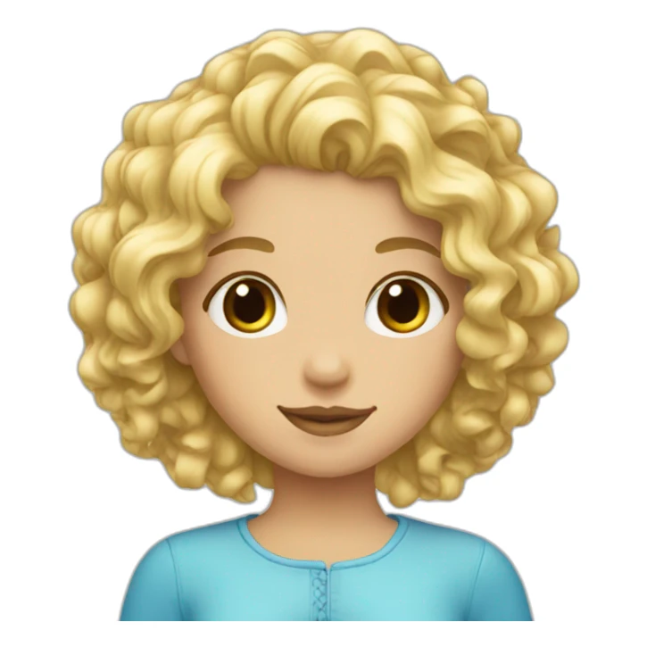 Girl with blond curly hear and blue ices sticker