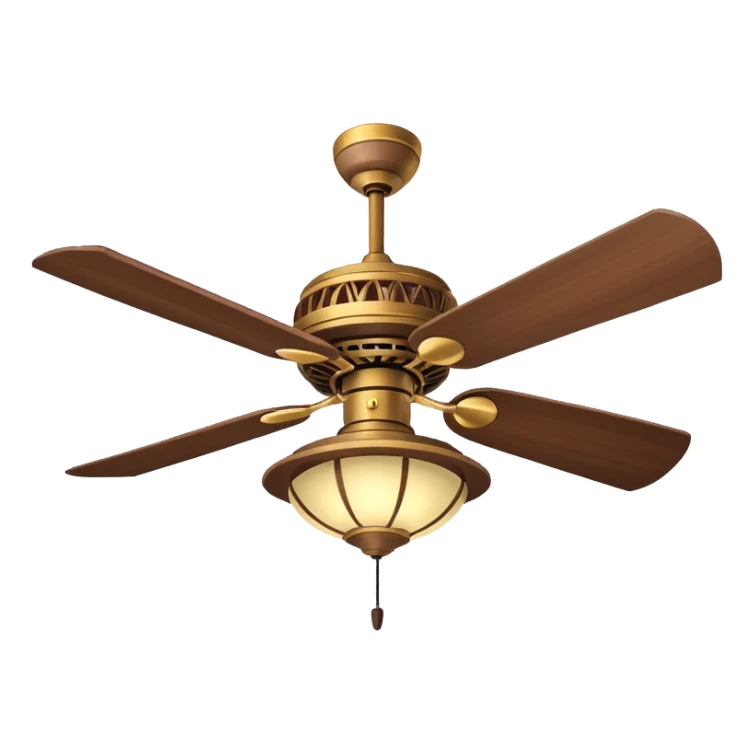 Ceiling Fan – wide-blade wooden fan spinning gently above lantern lights. sticker