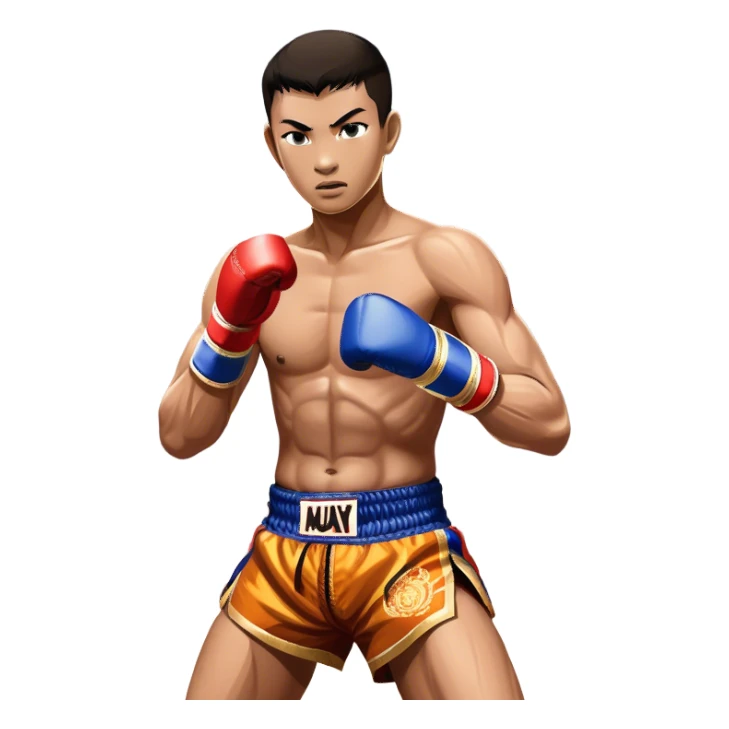 Muay Thai traditional – Cinematic Realistic Traditional Muay Thai Fighter, depicted in authentic Muay Thai attire with arm bands and shorts, poised in a dynamic fighting stance in a traditional Thai stadium, rendered with vivid textures and dramatic, high-contrast lighting that accentuates the art’s intensity. sticker