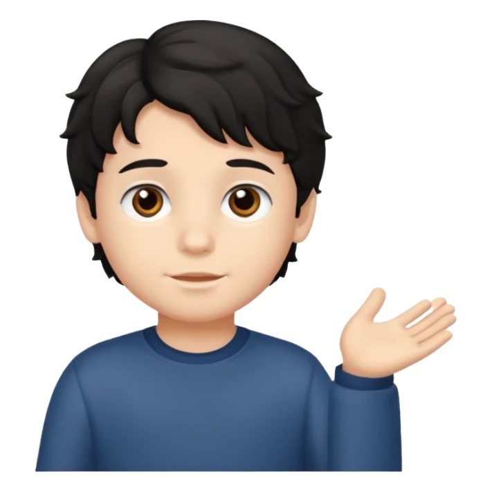 Siyah dalgalı saçlı kahveringi gözlü kücük erkek çocuk sticker