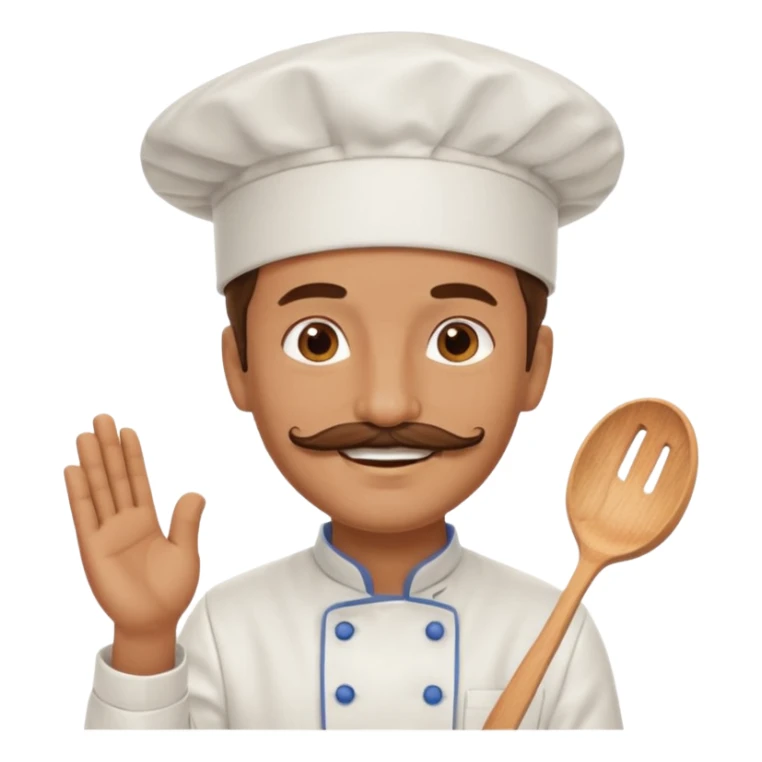 smiling man with a brown mustache enjoying sunny day with a chef hat on sticker