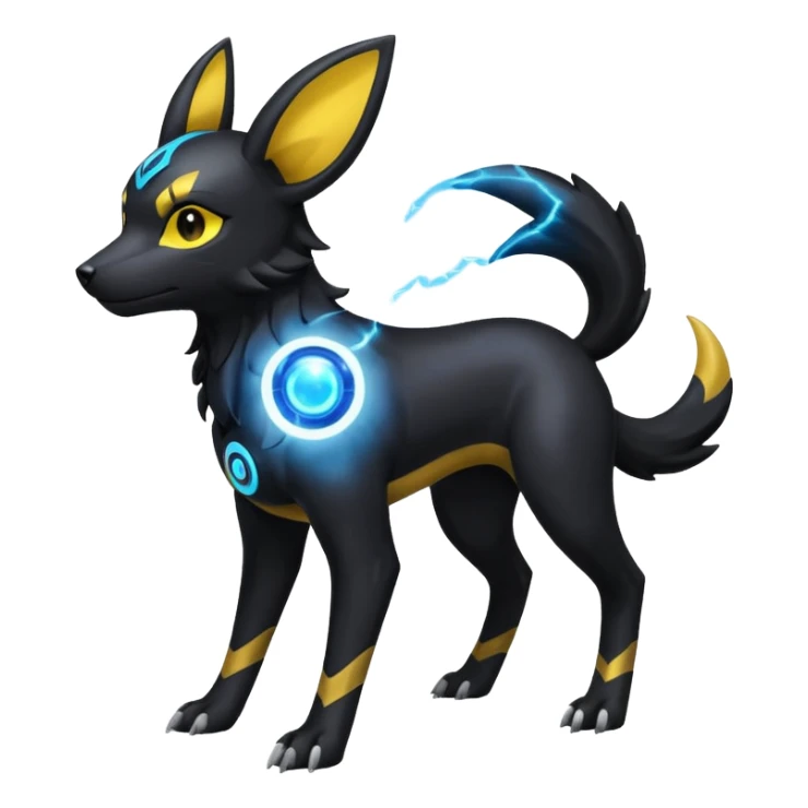 Houndoom-Electrike-Umbreon-Fakémon-hybrid-creature (full body)  sticker