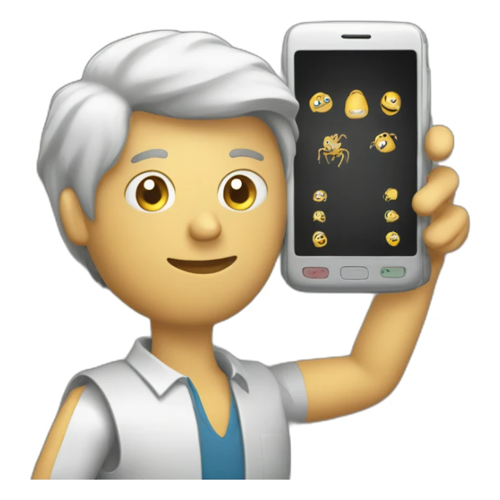 man with mobile phone, both covered with spiderwbs sticker