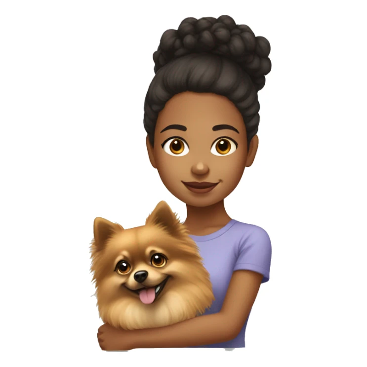 Mixed race girl with Pomeranian sticker