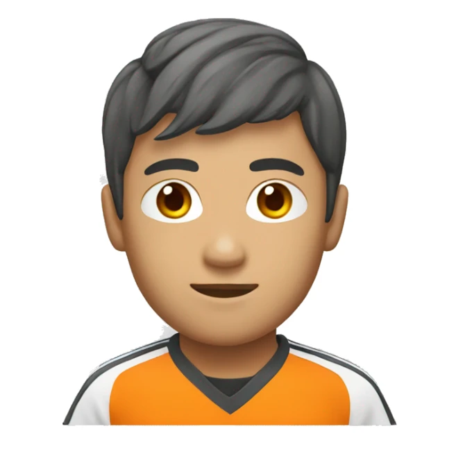 Asian soccer player with orange colored uniform sticker