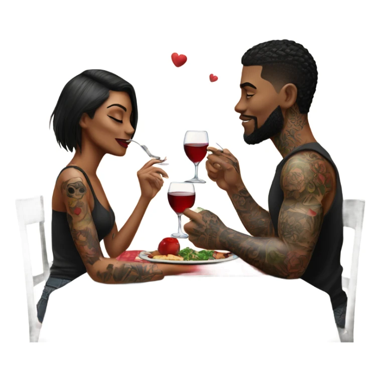 Romantic dinner date with hyper Realistic tattooed couple in love  sticker