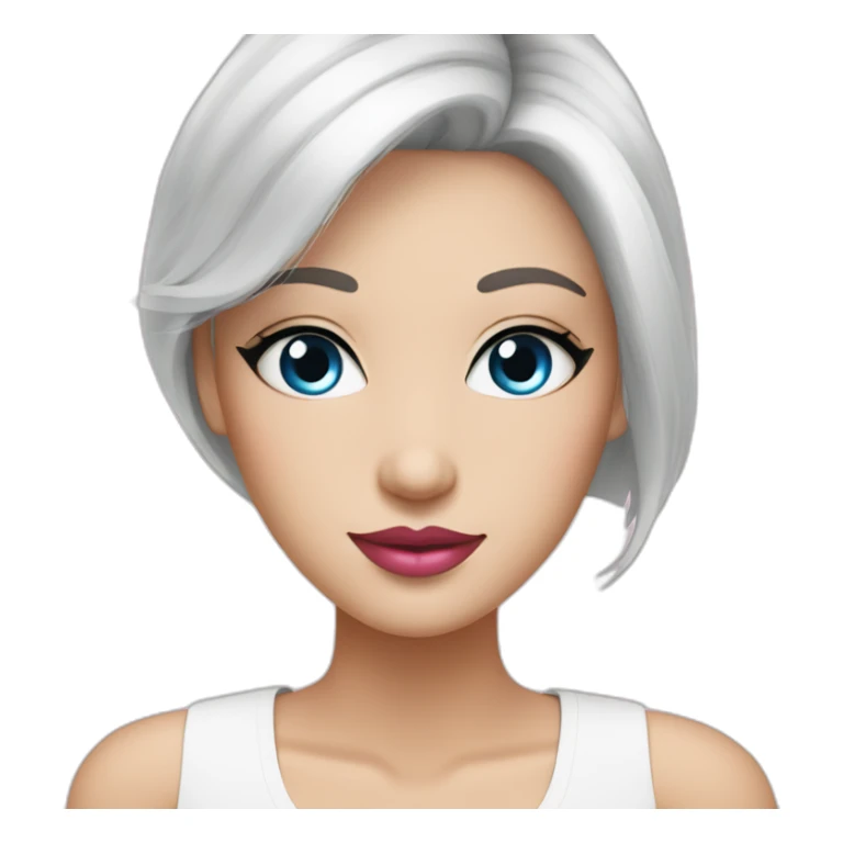 epilation specialist with white hair blue eyes and pink lips sticker