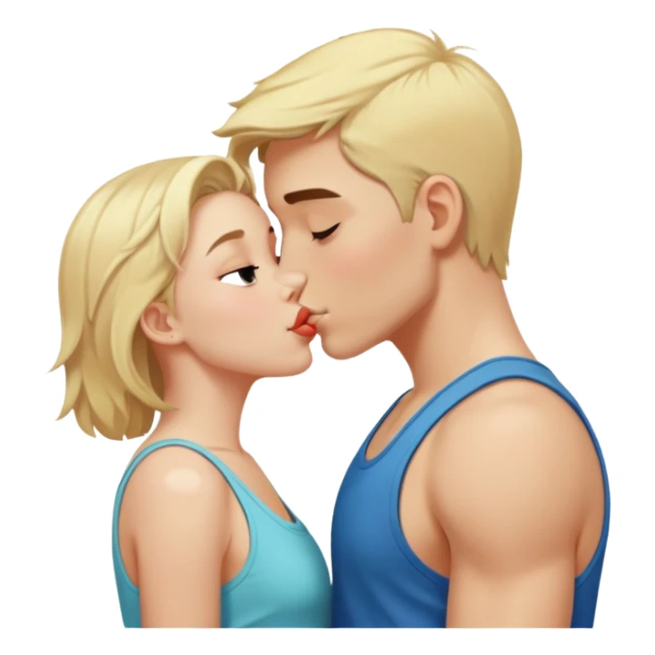 Blonde girl with a tank top kissing a boy  sticker