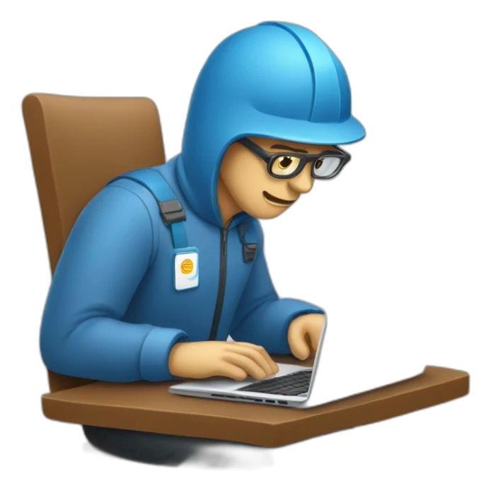 Un homme travaillant sur un ordinateur portable sticker