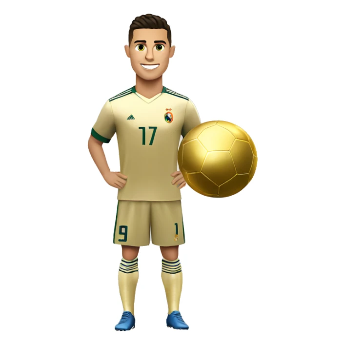 Cristiano Ronaldo con su balon de oro sticker