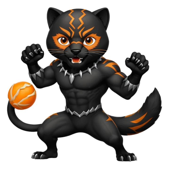 A black panther but it is killing orange colored fox sticker