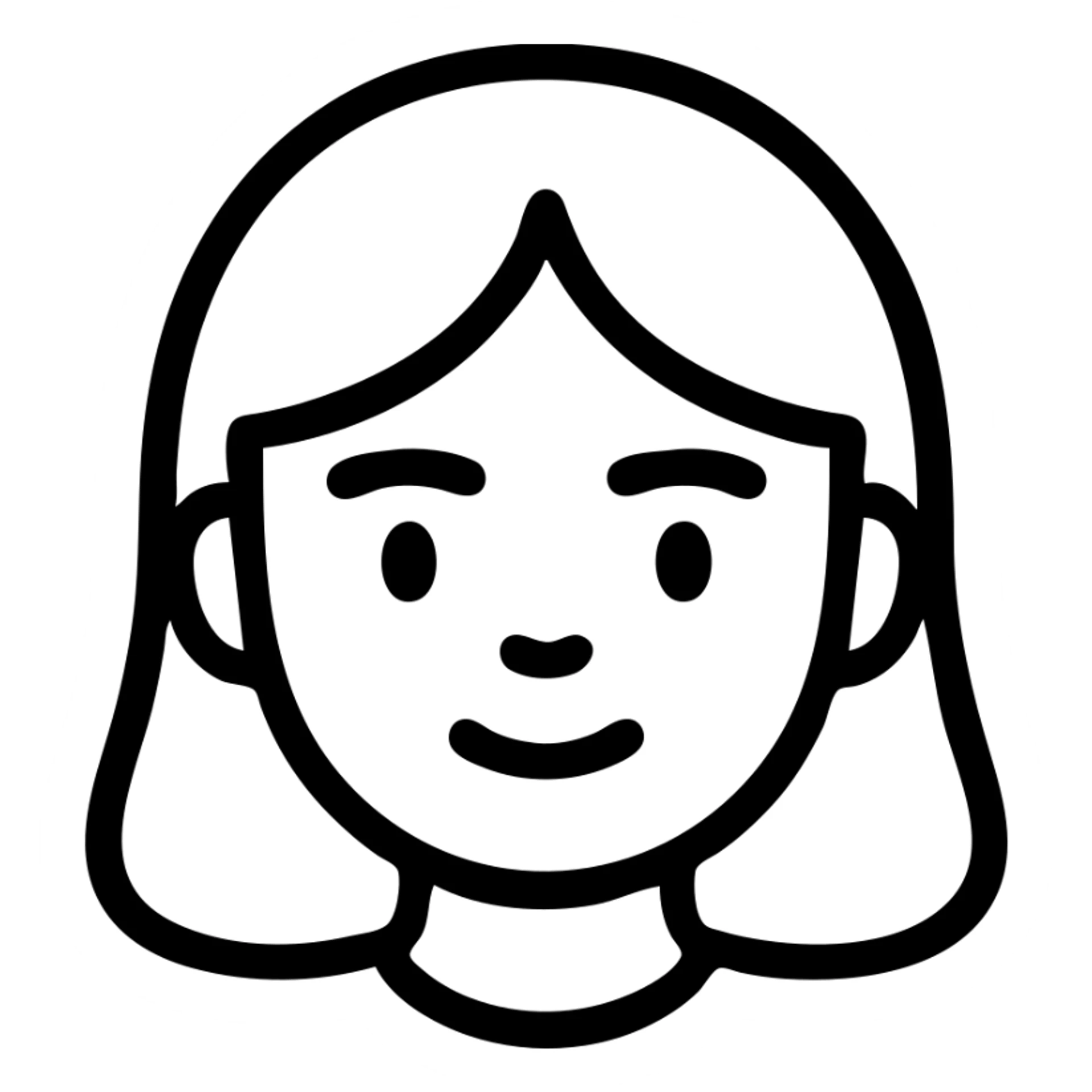 girl with brown hair and thick eyebrows, outlined icon sticker