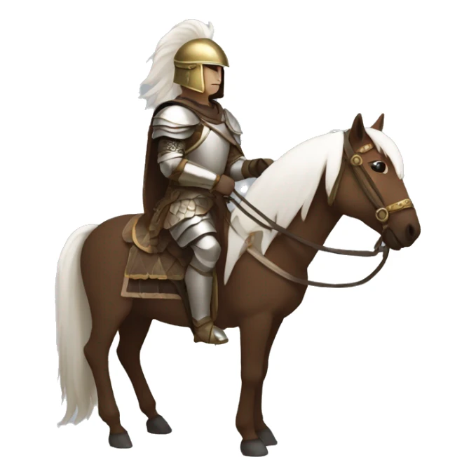 an avar nomadic soldier  with white skin and brown armor on a horse from the side sticker