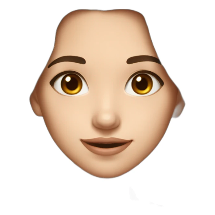 young girl long brown hair winking face silver earrings brown eyes thin eyebrows sticker