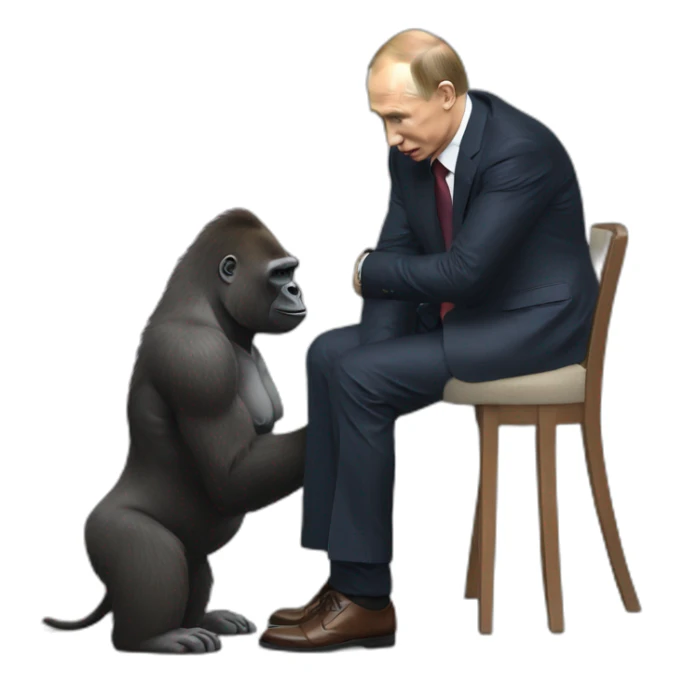 Gorilla giving a Dog to Vladimir Putin sticker