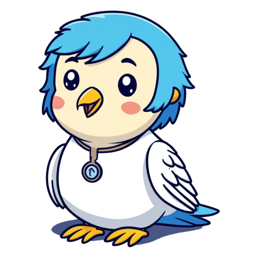 Me with parakeet blue at veterinarian sticker