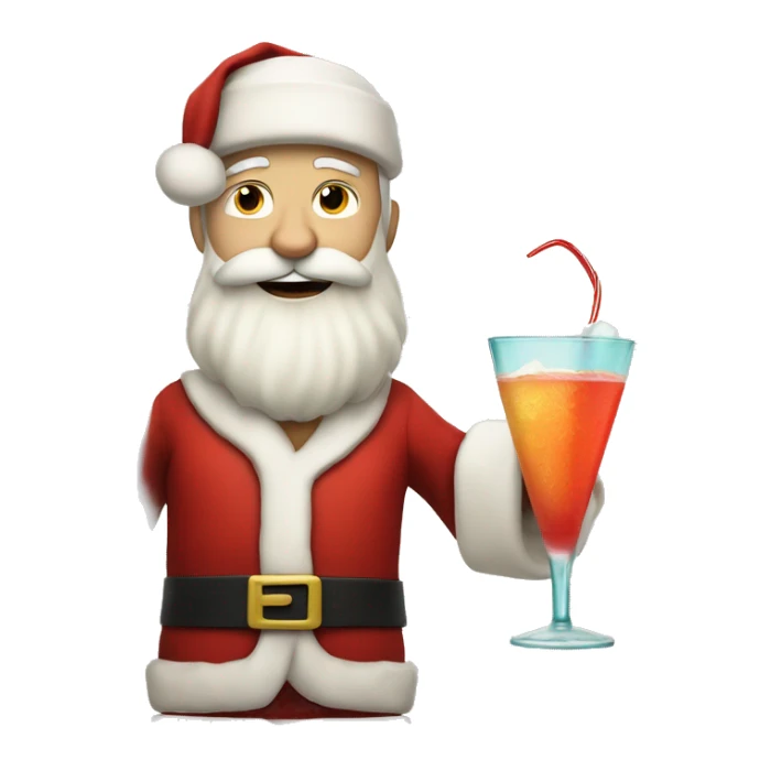 Caucasian Santa holding a cocktail  sticker