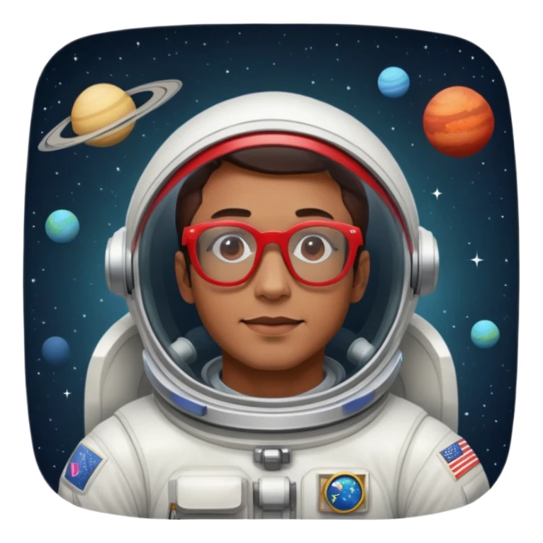 A man in red glasses, in space and without a spacesuit sticker