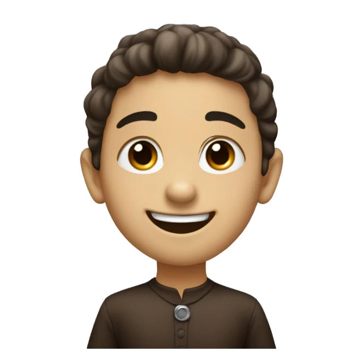 Happy sweet 6 year old dark brown staff with black nose sticker