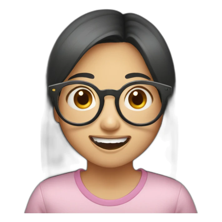 buck-toothed asian girl surprised glasses sticker