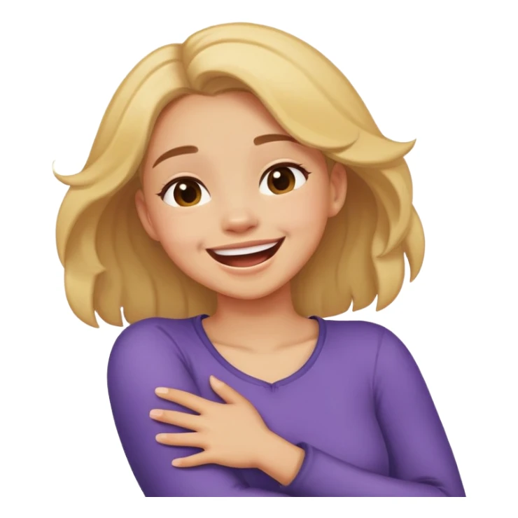 girl crossing her arms grabbing her neck laughing sticker