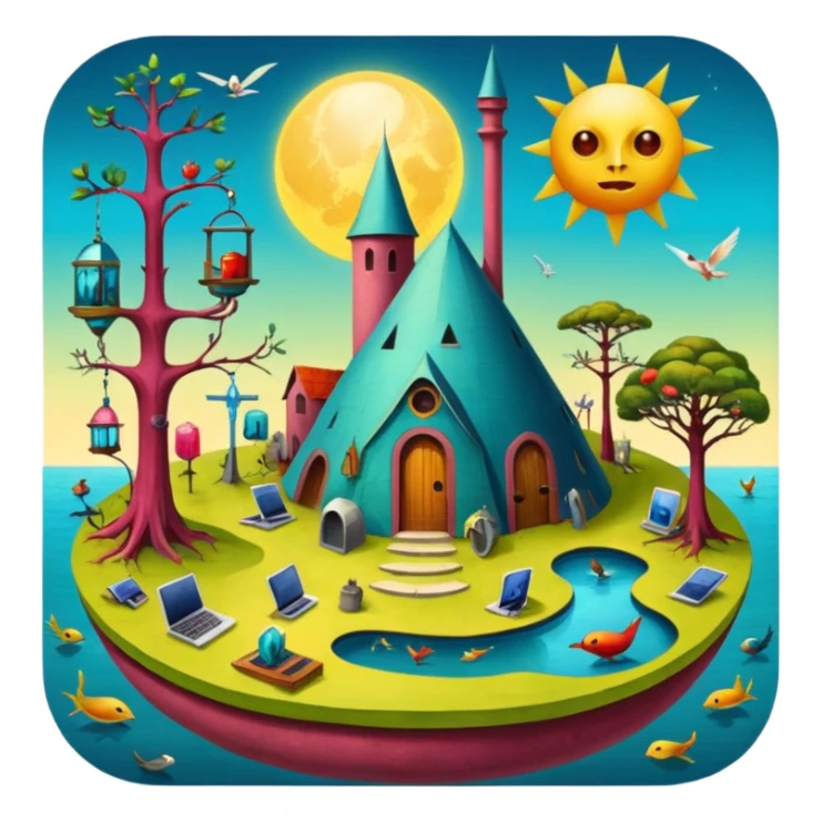 solarpunk - hieronymus bosch phantasmagoric depictions sticker