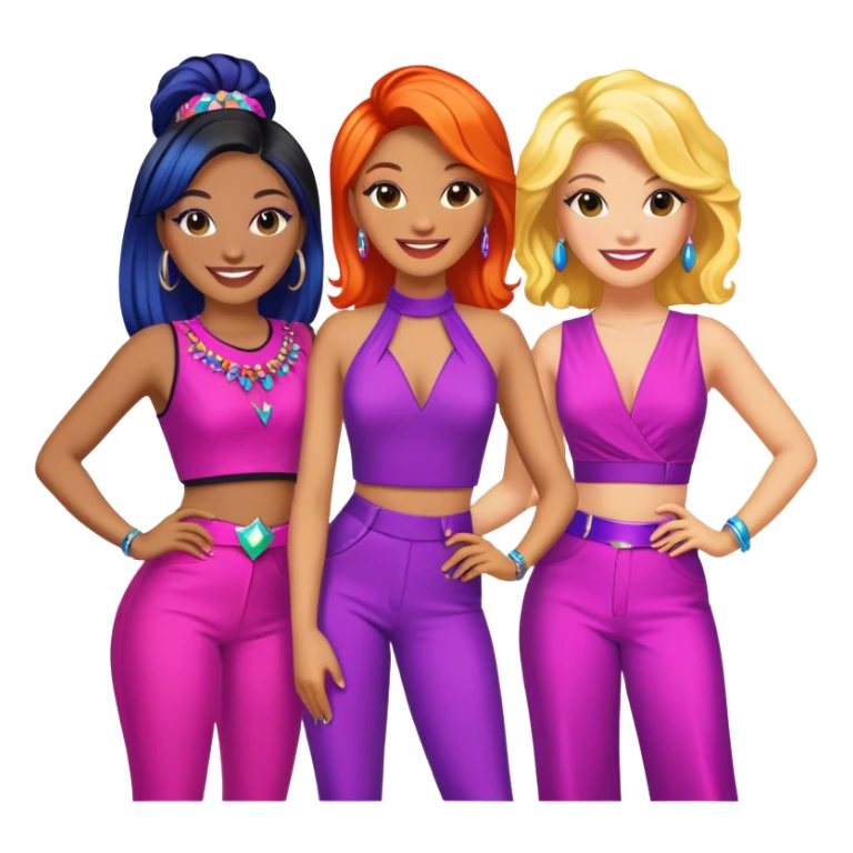 Group of five diverse women pop star  sticker