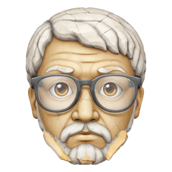 white cracked marble greek statue head with glasses sticker