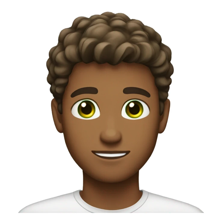 green eyes. handsome. young man. brown skin. brown hair. sticker
