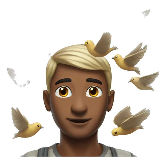 A dizzi person with little birds flying up in his head sticker