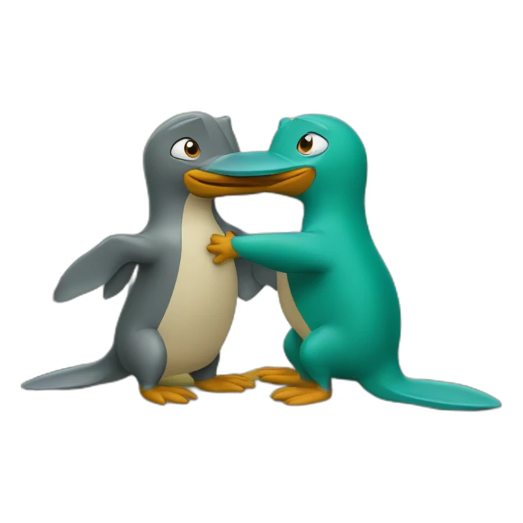 platypus perry and doofenshmirtz kissing under a tree sticker