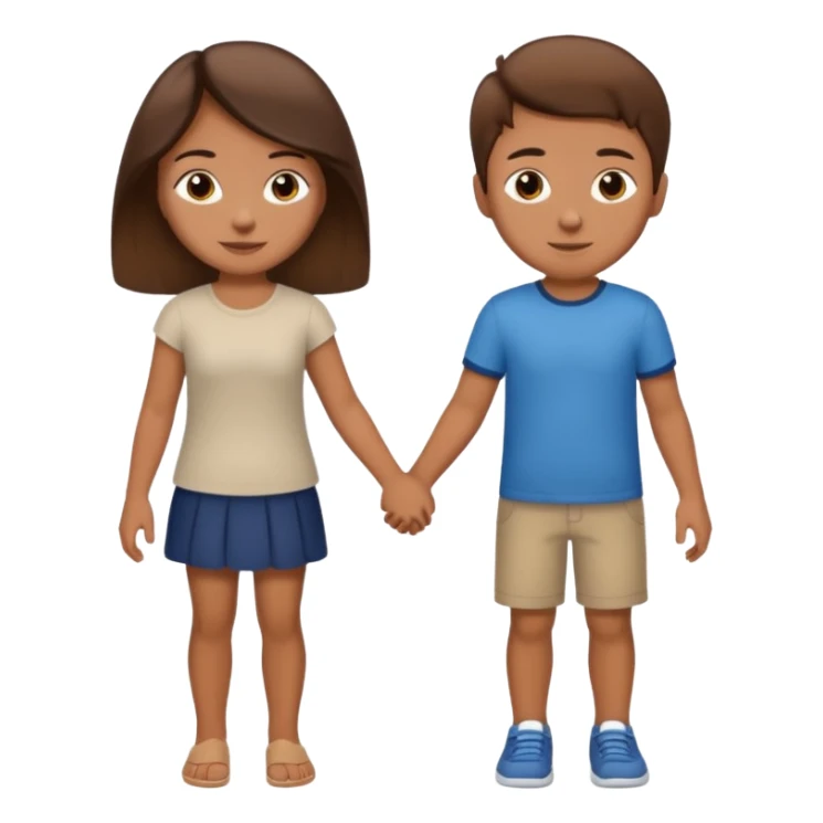 A Latina holding hands with a brown haired boy sticker