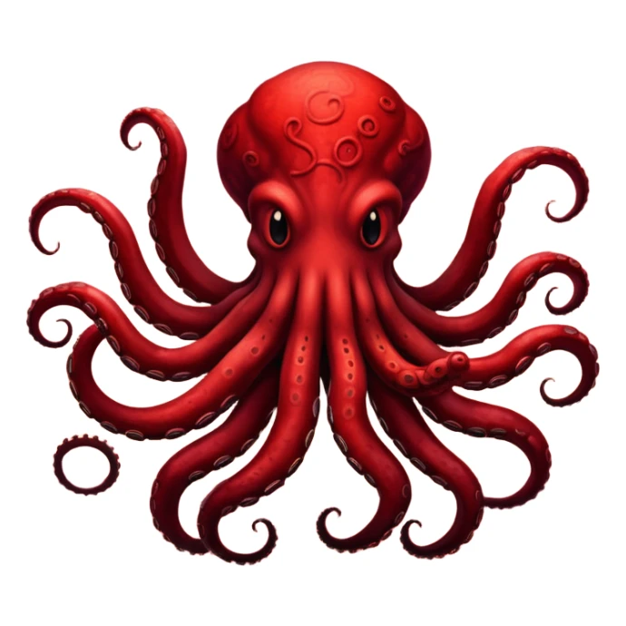 Shadowy tentacle creature in front of a bright red cloudy sky sticker