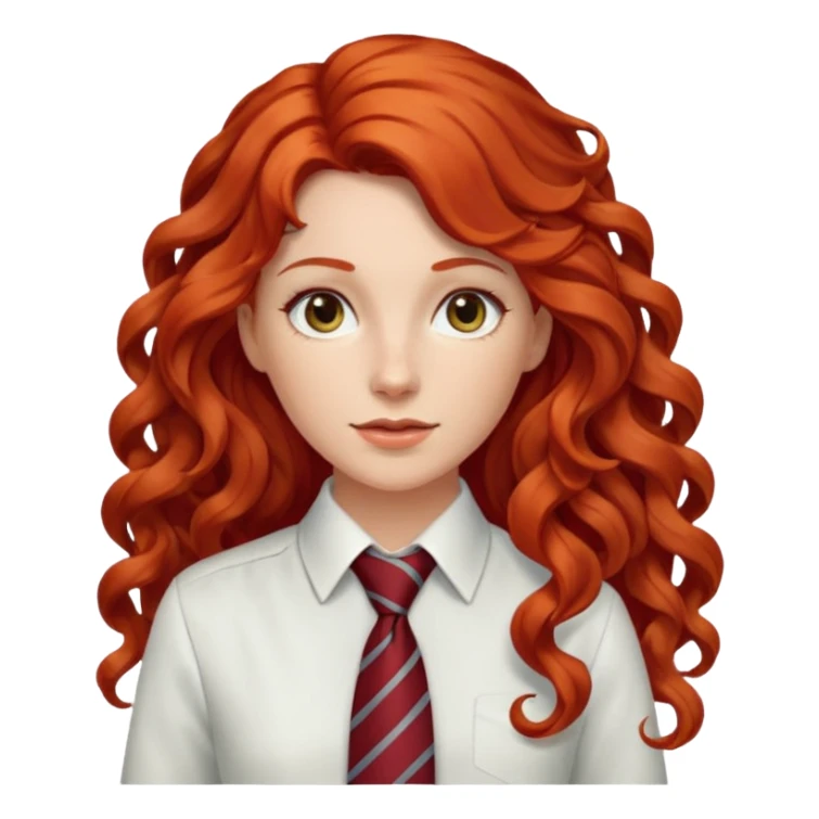 white collar woman with tie, long curly red hair sticker