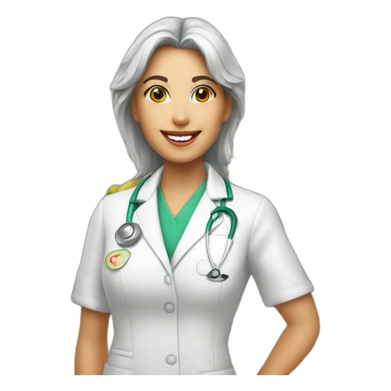 Nutricionista blanca cabello castaño,  sticker
